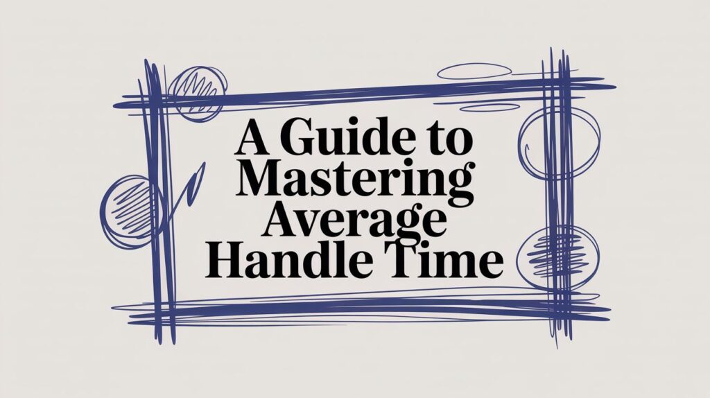 Text in a blue sketchy rectangular frame reads: A Guide to Mastering Average Handle Time on a light background.