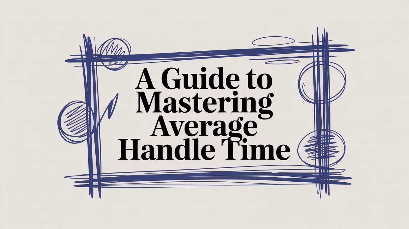 Text in a blue sketchy rectangular frame reads: A Guide to Mastering Average Handle Time on a light background.