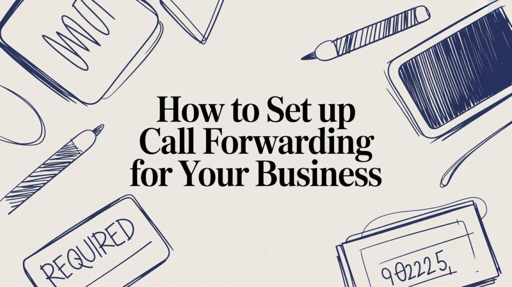 Illustrated banner with notebooks, pens, and text reading How to Set up Call Forwarding for Your Business.