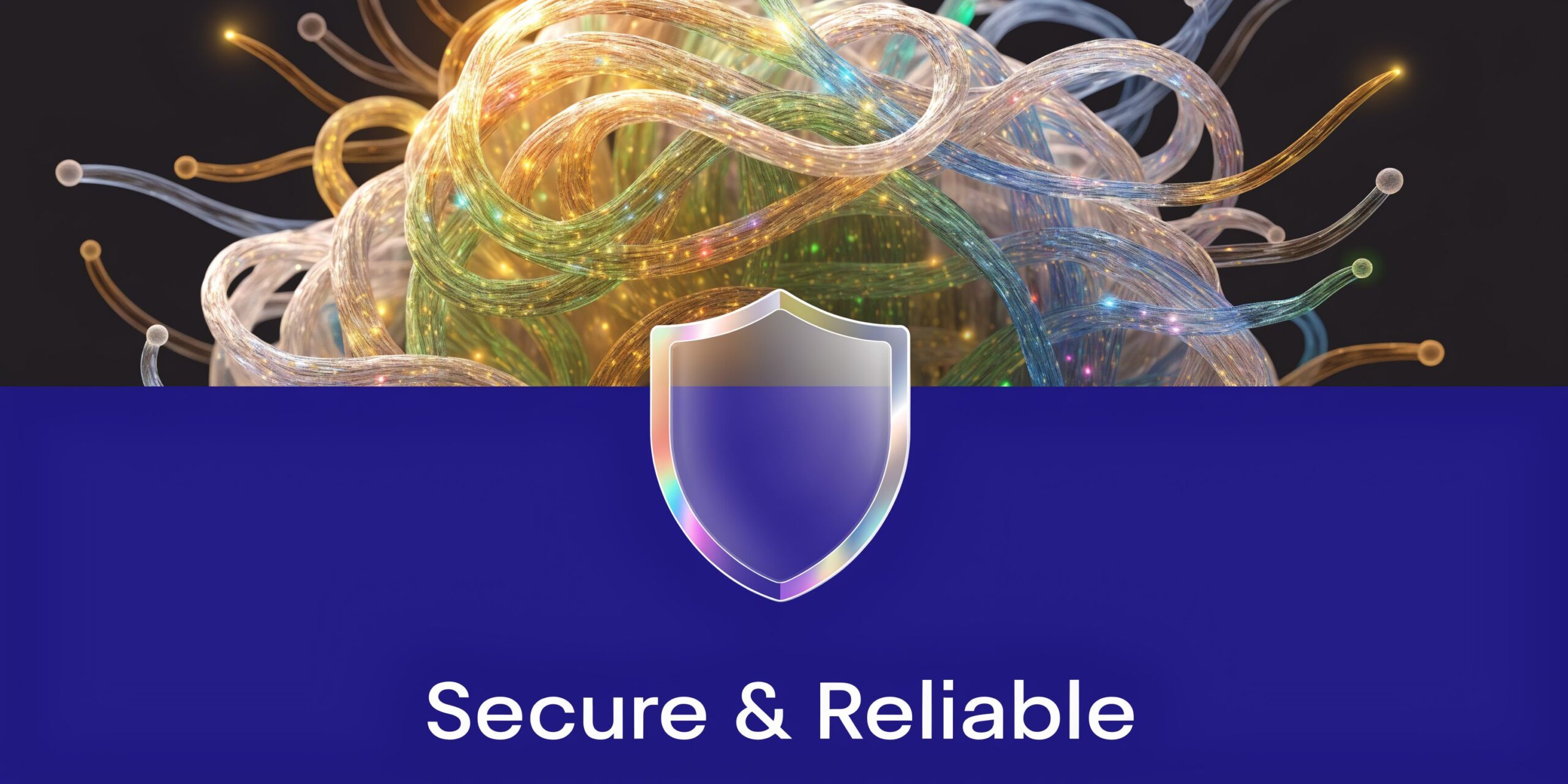A digital shield icon representing secure and reliable small business VoIP system technology and network protection.