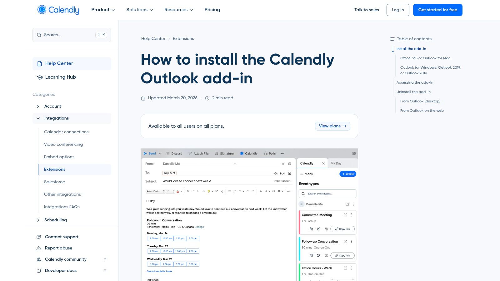 Calendly for Outlook