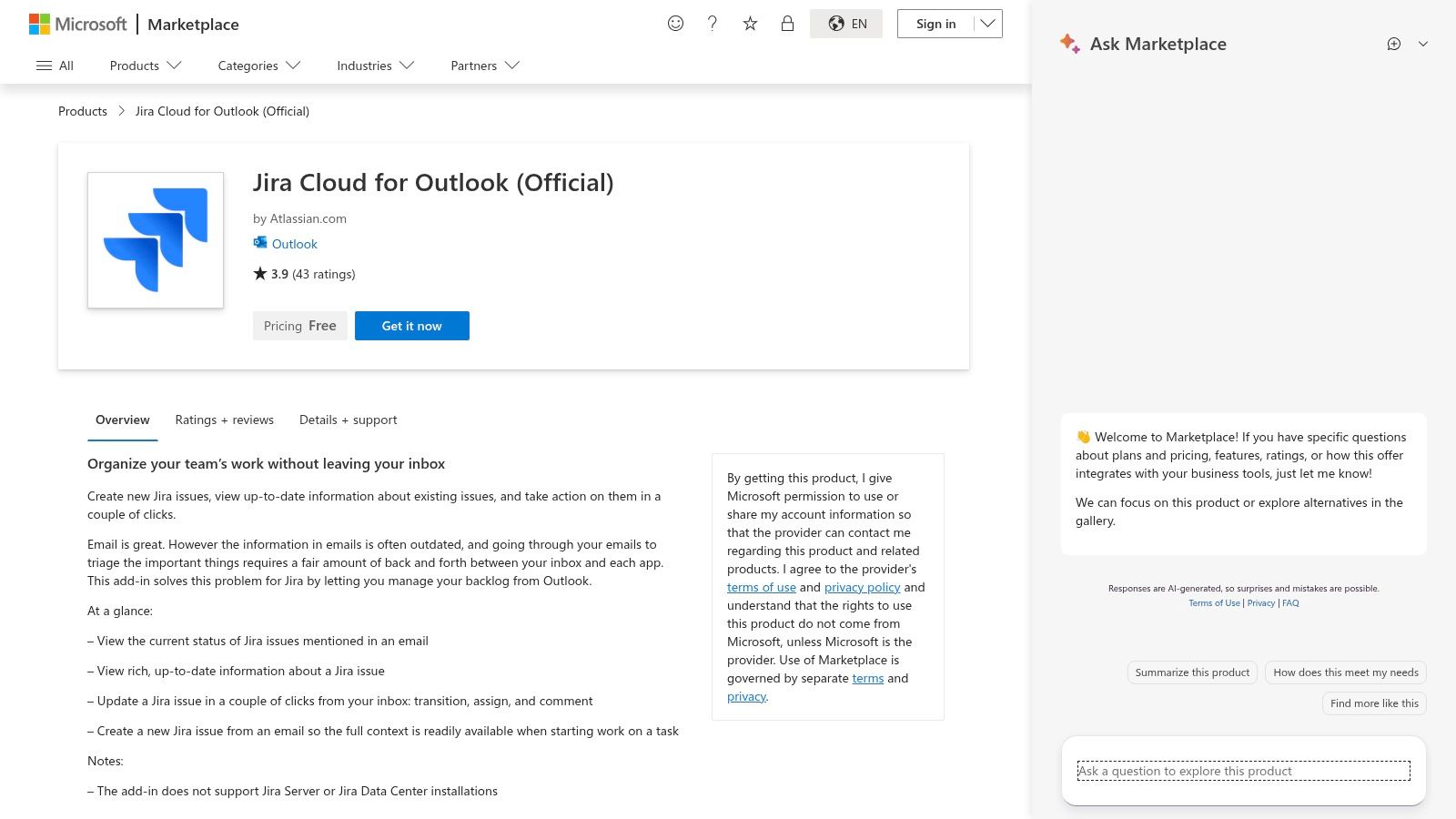 Jira Cloud for Outlook (Official)