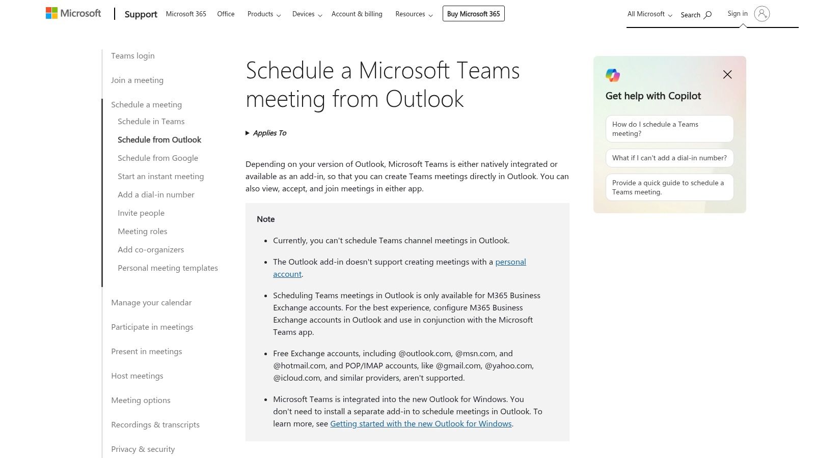 Microsoft Teams Meeting add-in for Outlook