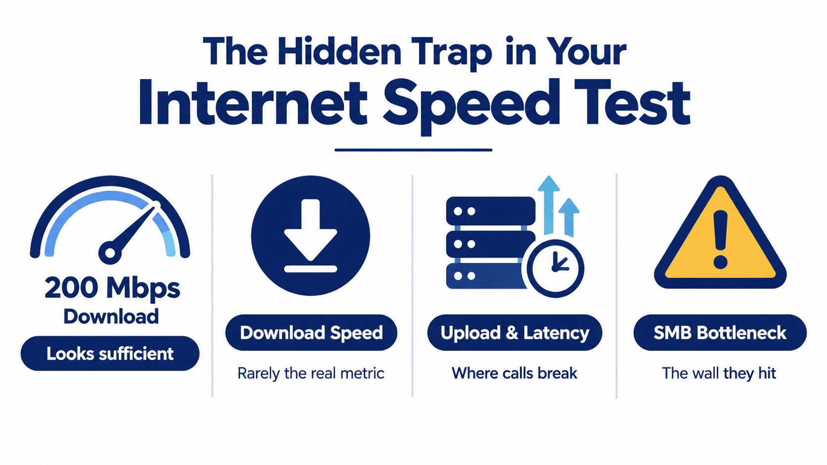 An infographic titled The Hidden Trap in Your Internet Speed Test highlighting bandwidth and network bottlenecks.